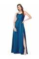 Best Sleeveless Low Back Long Cowl Neck A-Line Silky Satin Evening Dress UK