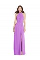 Best Sleeveless Open Back Long Halter Neck A-Line Violet Maxi Evening Dress UK
