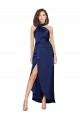 Best Sleeveless Long High Neck A-Line Silky Satin Evening Dresses UK