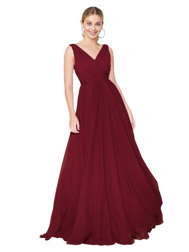 Best Sleeveless V-Back Long High Neck A-Line Bridal Party Dress UK