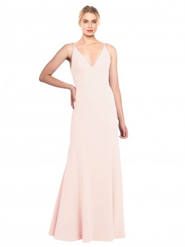 Best Sleeveless V-Back Long High Neck A-Line Stretch Crepe Evening Dress UK