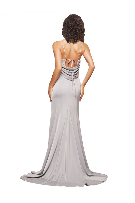Best Sleeveless Low Back Sweep Train High Neck A-Line Evening Dresses UK