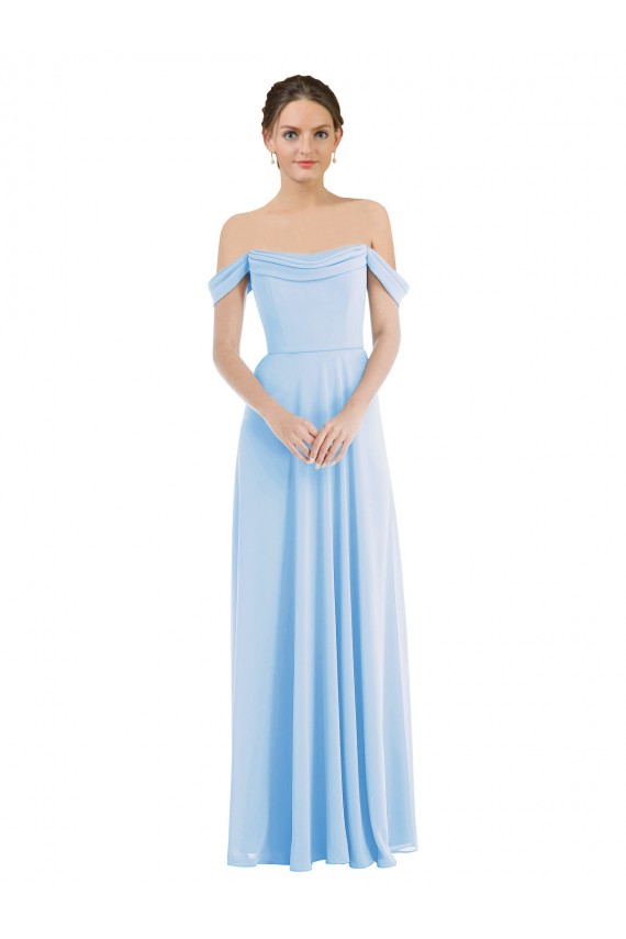 Best Sleeveless Long Off the Shoulder A-Line Soft Chiffon Maxi Evening Dress UK