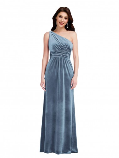 Best Sleeveless Long Off the Shoulder A-Line Stretch Velvet Maxi Evening Gown UK
