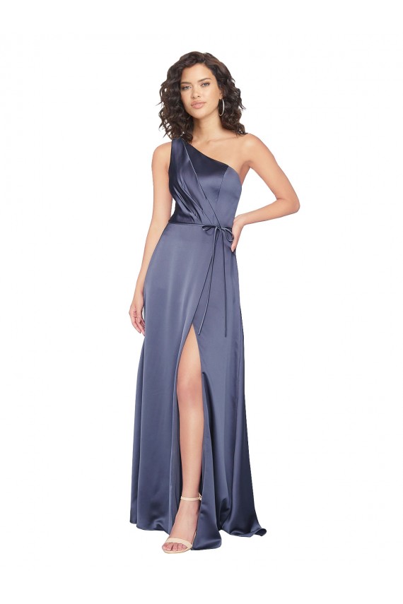 Best Sleeveless Long One Shoulder A-Line Dusk Evening Dress UK