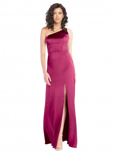 Best Sleeveless Open Back Long One Shoulder A-Line Stretch Satin Evening Dress UK