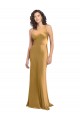 Best Sleeveless Long One Shoulder A-Line Gold Evening Dress UK