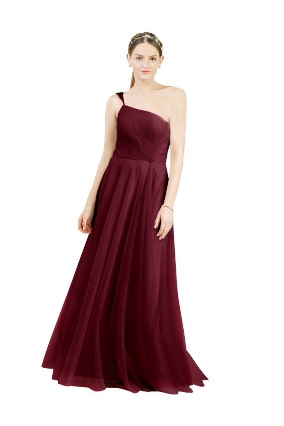 Best Sleeveless Long One Shoulder A-Line Semi Formal Evening Dress UK