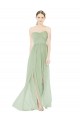 Best Sleeveless Low Back Long Strapless A-Line Soft Chiffon Maxi Evening Dress UK