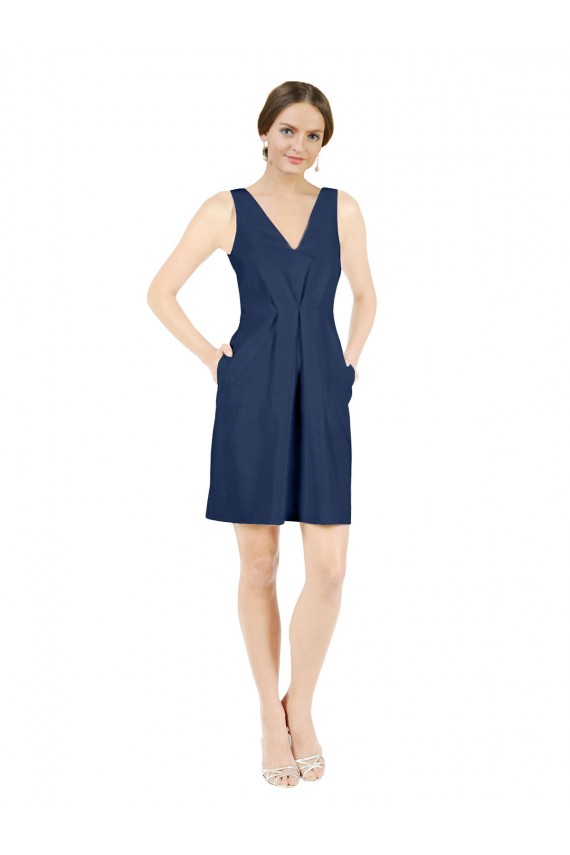 Best Sleeveless Open Back Knee Length V-Neck A-Line Evening Dress UK