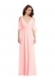 Best Cold Shoulder V-Back Long V-Neck A-Line Maxi Evening Dress UK