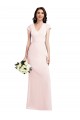 Best Cap Sleeves Long V-Neck A-Line Stretch Crepe Evening Dress UK