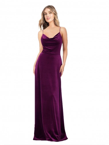 Best Sleeveless Open Back Long V-Neck A-Line Stretch Velvet Evening Dress UK