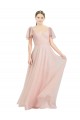 Best Flutter Sleeves Long V-Neck A-Line Semi Formal Evening Dress UK