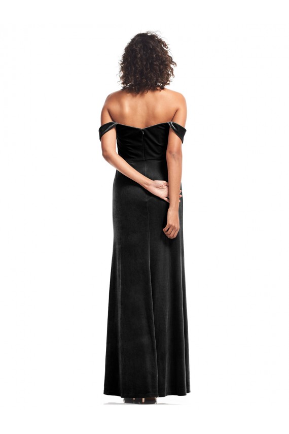 Best Sleeveless Long Strapless A-Line Stretch Velvet Evening Dress UK
