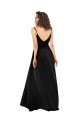 Best Sleeveless V-Back Long V-Neck A-Line Black Evening Dress UK