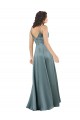 Best Sleeveless V-Back Long V-Neck A-Line Black Evening Gown UK