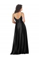 Best Sleeveless Low Back Long V-Neck A-Line Silky Satin Evening Gown UK