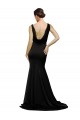 Best Sleeveless Low Back Sweep Train V-Neck A-Line Evening Dress UK