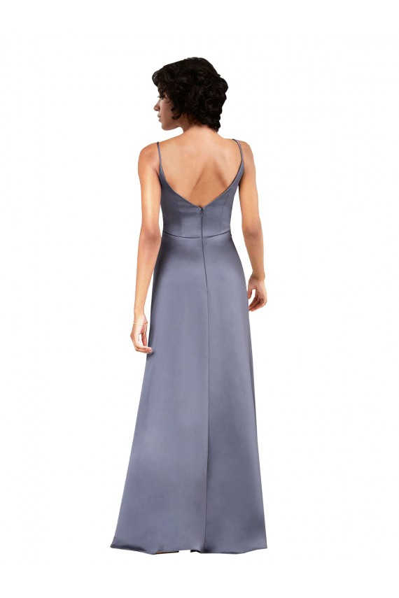 Best Sleeveless Long V-Neck Column Evening Dress UK