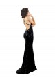 Best Sleeveless Open Back Long V-Neck Mermaid Black Sequin Sexy Evening Dress UK