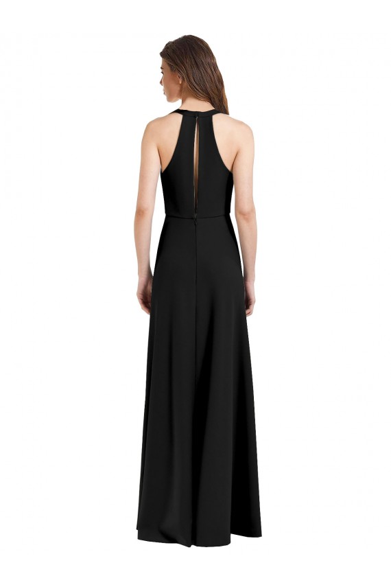 Best Sleeveless Long High Neck Sheath Black Evening Dress UK