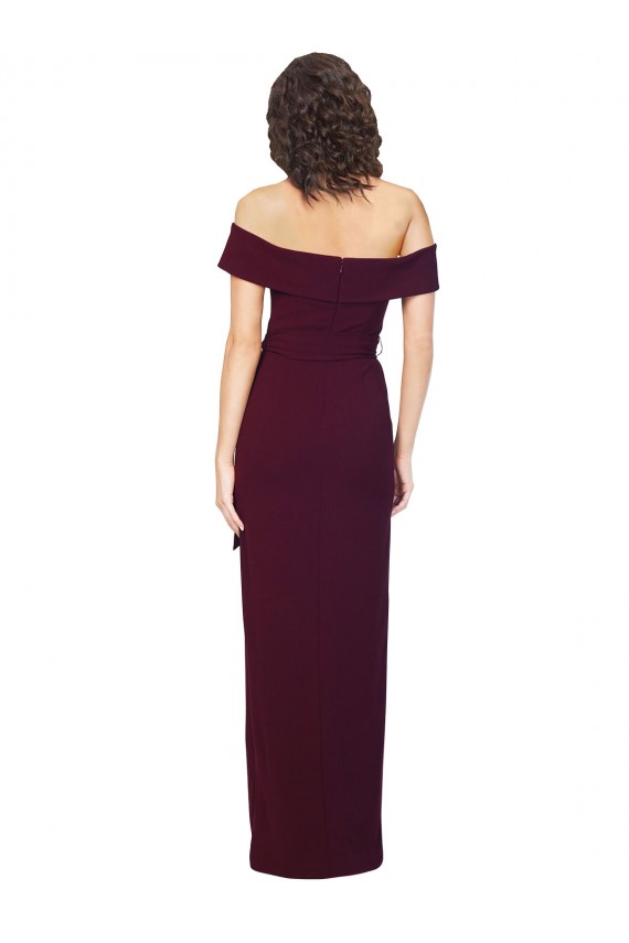 Best Sleeveless Low Back Long Square Neck Sheath Stretch Crepe Evening Dress UK
