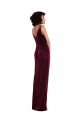 Best Sleeveless Long V-Neck Sheath Burgundy Maxi Evening Dress UK