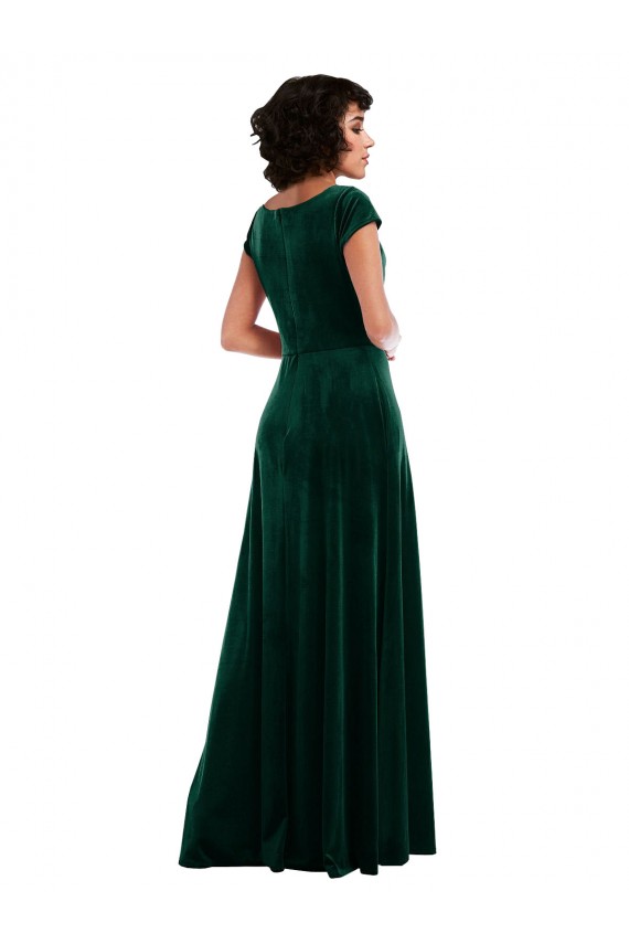 Best Cap Sleeves Long Cowl Neck A-Line Maxi Evening Dress UK