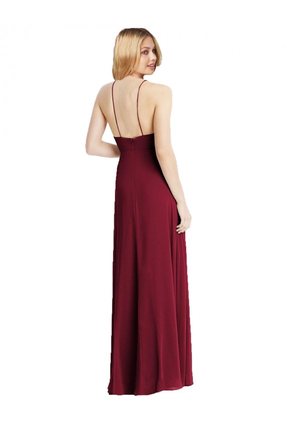 Best Sleeveless Long High Neck A-Line Soft Chiffon Maxi Evening Dress UK