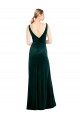 Best Sleeveless V-Back Long V-Neck A-Line Stretch Velvet Sexy Evening Dress UK