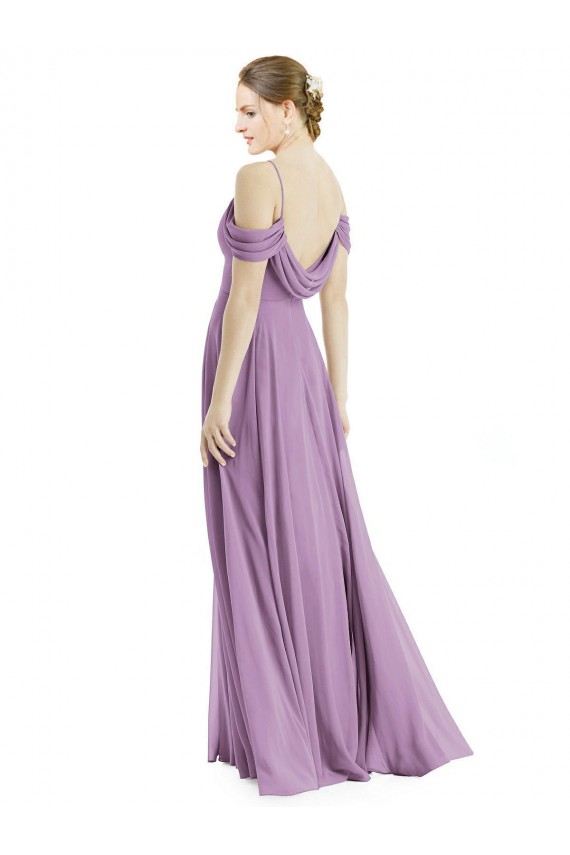 Best Sleeveless Low Back Long Spaghetti Straps A-Line Dark Lavender Maxi Evening Dress UK