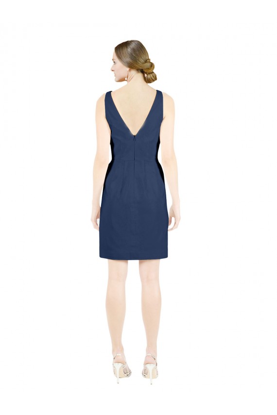Best Sleeveless Open Back Knee Length V-Neck A-Line Evening Dress UK