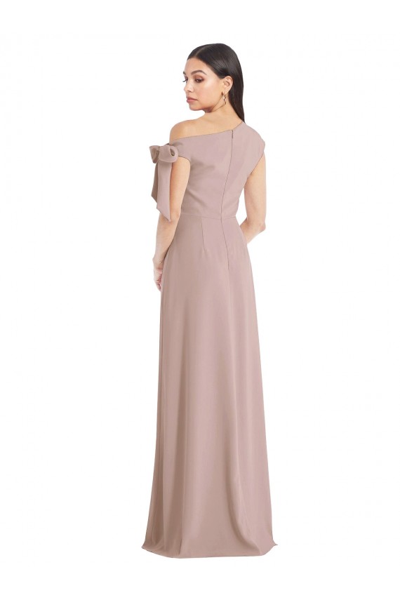 Best Sleeveless Long Off the Shoulder A-Line Stretch Crepe Evening Dress UK