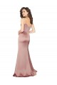 Best Sleeveless V-Back Long V-Neck Sheath Silky Satin Evening Dress UK