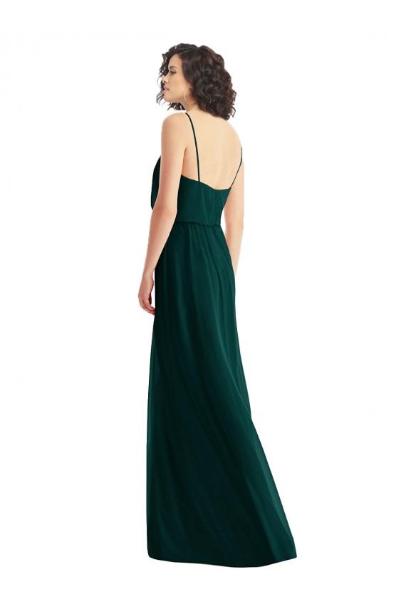 Best Sleeveless Low Back Long V-Neck A-Line Soft Chiffon Maxi Evening Dress UK