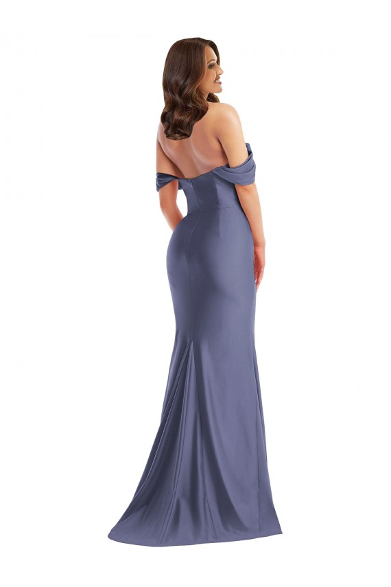 Best Sleeveless Low Back Long Off the Shoulder Mermaid Plus Size Evening Dress UK