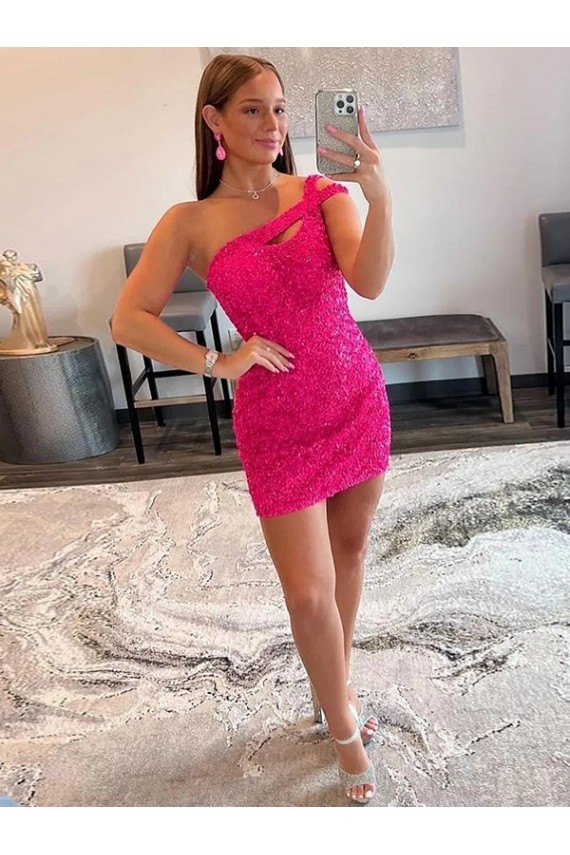 Best Sleeveless Short One Shoulder Sheath Short Evening Dress UK