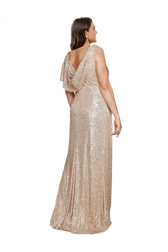 Best Sleeveless Long V-Neck A-Line Sexy Plus Size Evening Dress UK