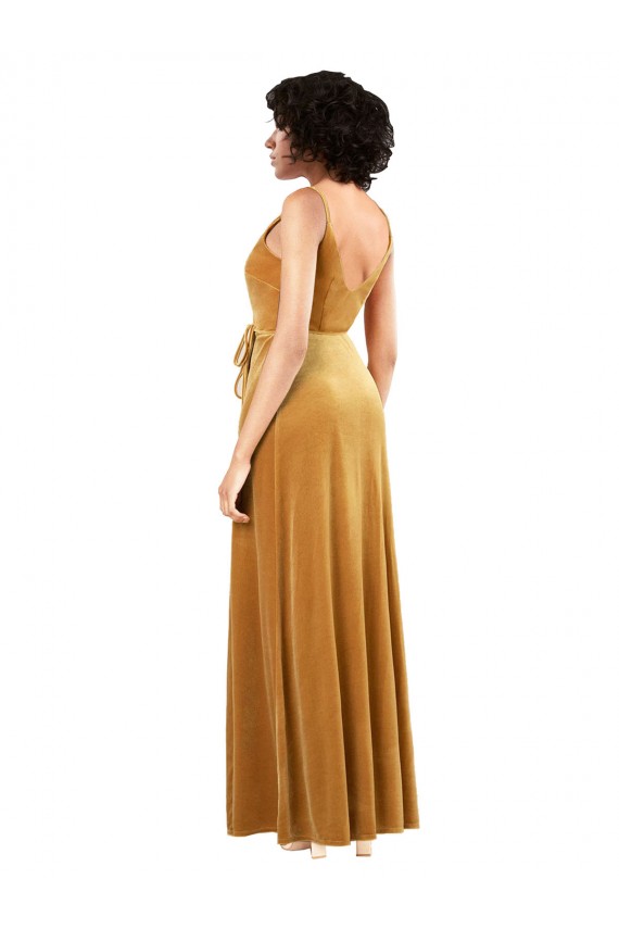 Best Sleeveless V-Back Long V-Neck Column Evening Dress UK