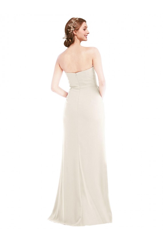 Best Sleeveless Long Strapless Trumpet Stretch Crepe Semi Formal Evening Dress UK