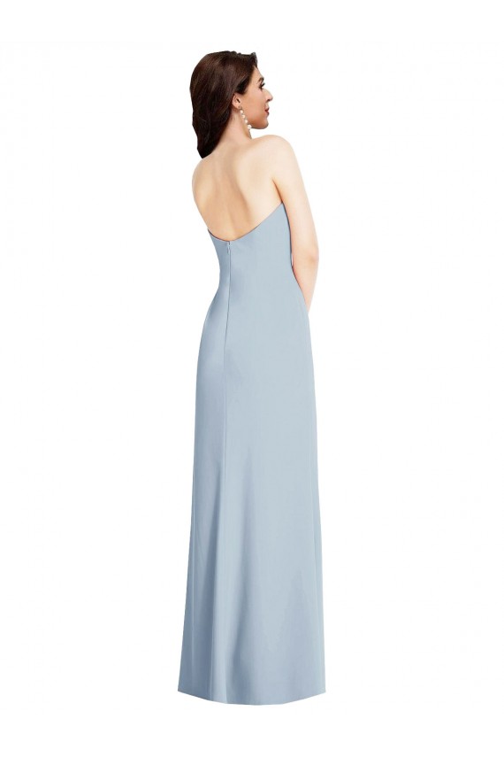 Best Sleeveless Low Back Long Strapless A-Line Stretch Crepe Maxi Evening Dress UK