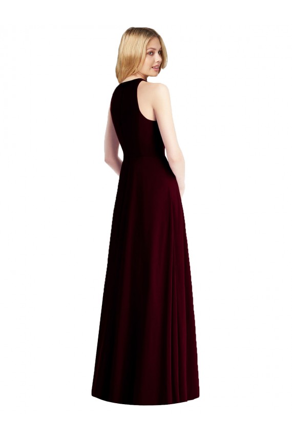 Best Sleeveless Long Halter Neck Trumpet Soft Chiffon Maxi Evening Dress UK