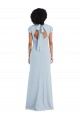Best Cap Sleeves Keyhole Back Long Jewel Neck Trumpet Semi Formal Evening Dress UK