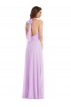 Best Sleeveless Low Back Long Halter Neck A-Line Soft Chiffon Maxi Evening Dress UK