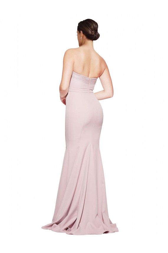 Best Sleeveless Low Back Sweep Train Strapless Sheath Evening Dress UK