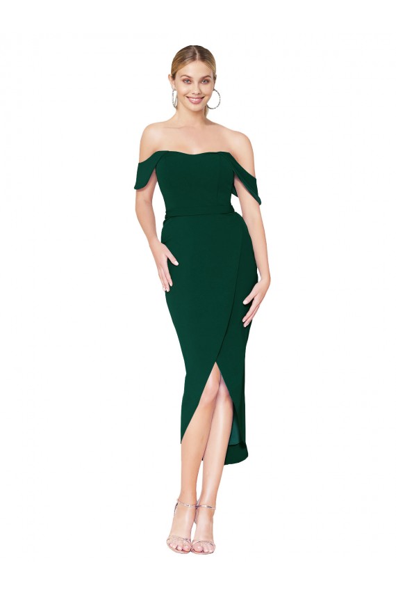 Best Sleeveless Knee Length High Neck Mermaid Midnight Green Evening Dress UK