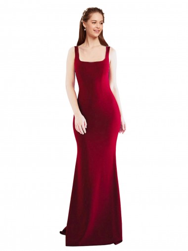 Best Sleeveless Long Square Neck Mermaid Evening Dress UK