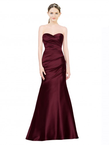 Best Sleeveless Low Back Long Sweetheart Mermaid Luxe Satin Evening Dress UK