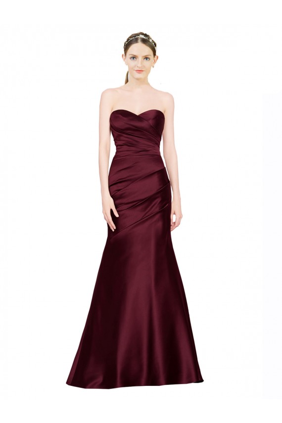Best Sleeveless Low Back Long Sweetheart Mermaid Luxe Satin Evening Dress UK